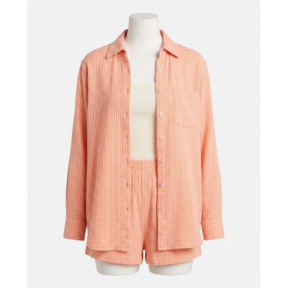 NEW Z SUPPLY classic gingham top in cantaloupe